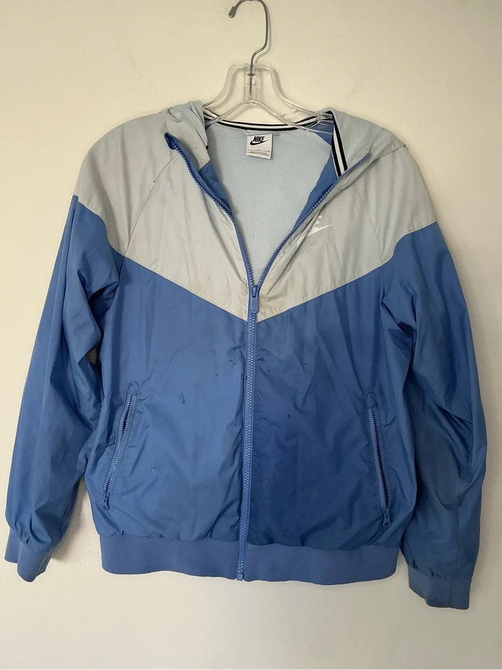 Nike Windrunner Hooded Windbreaker Jacket Blue Gray Full Zip Women’s Large